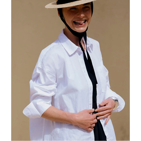 NWT J. Crew Etienne Oversized Oxford Shirt M White Blouse Top BY733 J.Crew - Picture 3 of 7